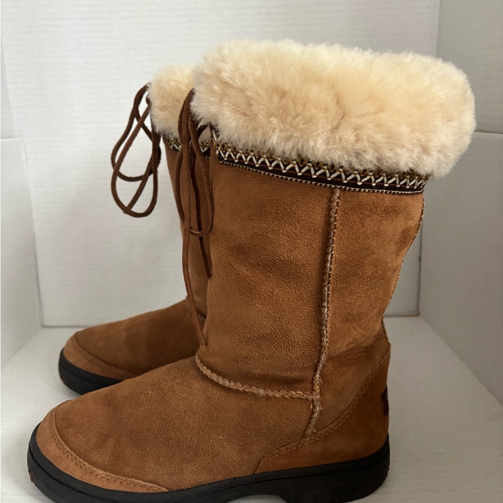UGG Ultimate Cuff Tall Chestnut Brown Winter Boots Womens Size 7 - Picture 8 of 9